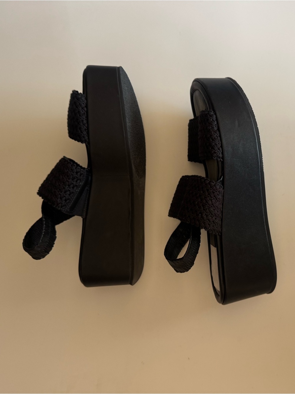 Black Platform Woven wedges - Women's Slip-On